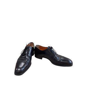 Santoni Mens Black Leather Lace-Up Oxford Shoes Size 8.5D SKU 8298